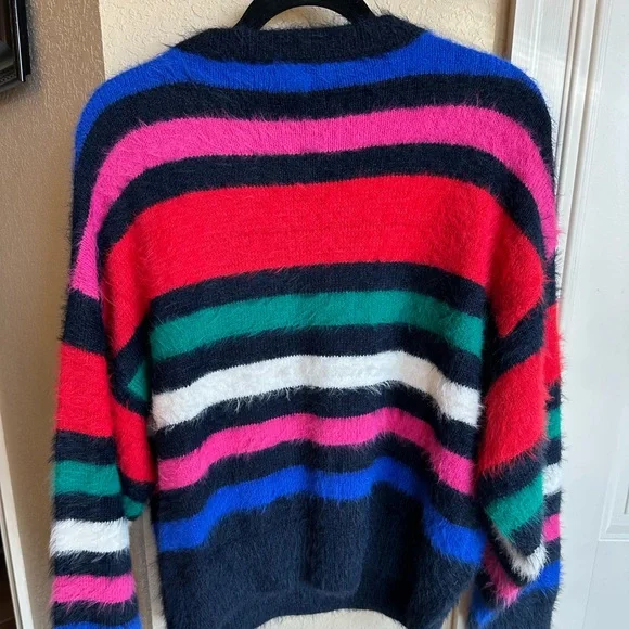 A new day Fuzzy Multicolor Striped Crew Neck Sweater - Picture 5 of 6